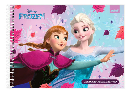 Caderno Desenho Capa Dura 80 F Frozen Elsa Olaf Elza Cor Azul