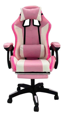 Silla Gamer Rgb Con Apoya Pies Y Masajeador Rosado