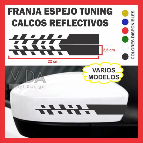 Calco Franja Espejo Tuning Auto Camioneta Reflectivo Tattoo