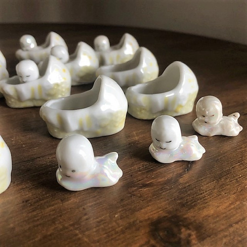 Kit 11 Bebes No Berço Porcelana Pintado A Mão