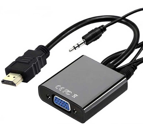 Imagen 3 de 4 de Cable Adaptador Convertidor Hdmi A Vga + Regalo Cable 3.5mm
