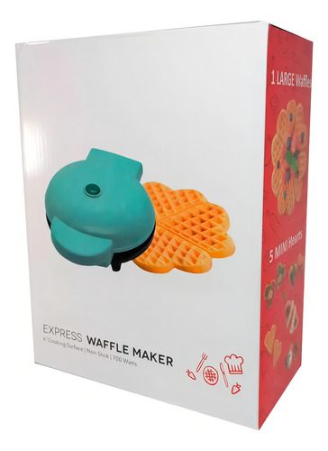 Máquina 5 Waffler Grande 110v Antiaderente Coração 700w