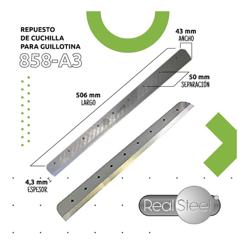 Repuesto Cuchilla Guillotina Modelo 858-a3 Real Steel 506mm