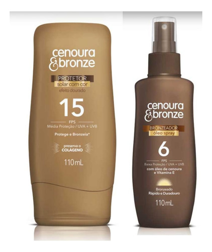 Kit Cenoura & Bronze Óleo Bronzeador Fps 6+ Prot Solar Fps15