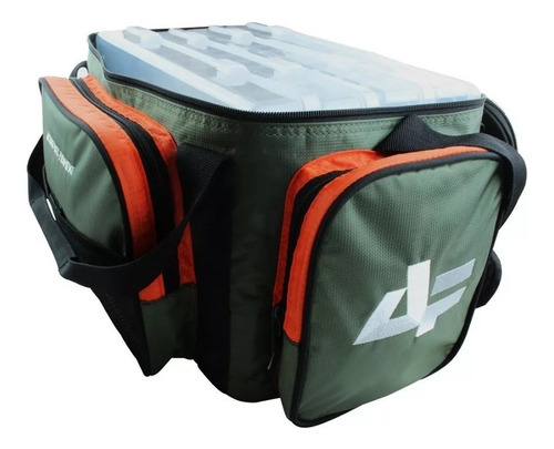 Bolsa De Pesca Camping Albatroz Af16-0111 4 Estojos Cor Verde-musgo/Laranja Desenho do tecido Liso