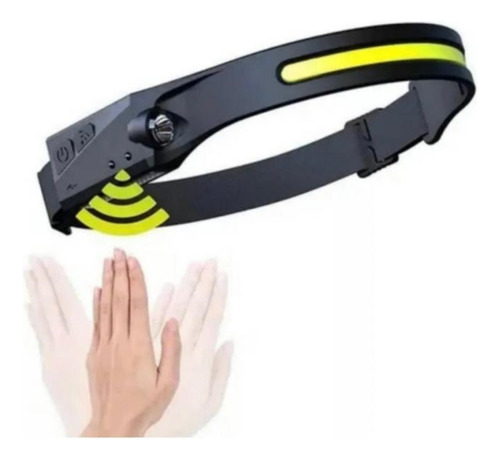 Linterna Vincha Minero Luz Recargable Usb Con Sensor 2 Luces