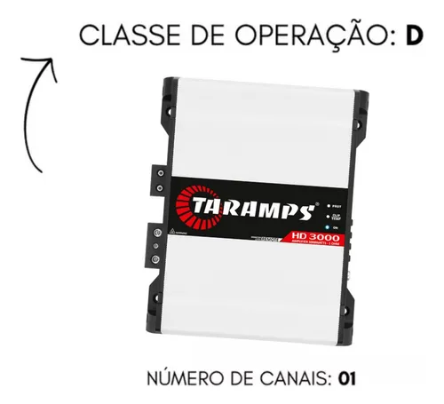 Módulo Amplificador Taramps Hd3000 3000w Rms 1 Canal 1 Ohms