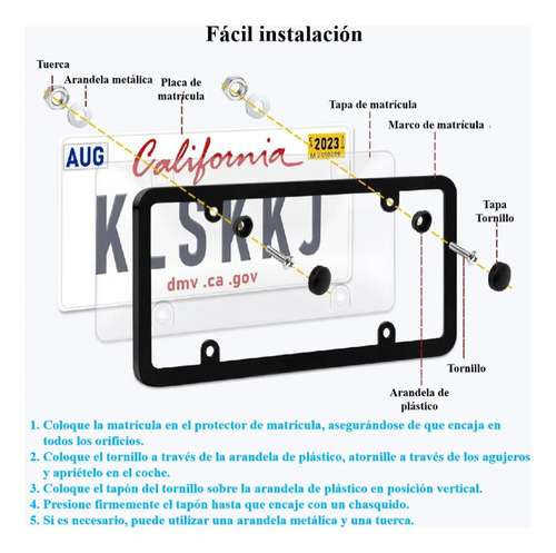 Par De Porta Placas Universal Automotriz Micas Trasparentes Gris