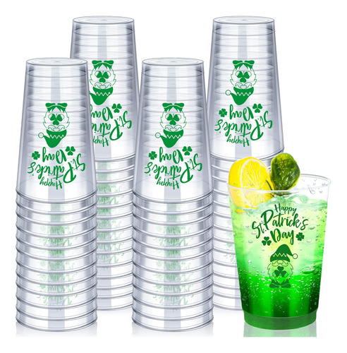 50 Vasos De Plastico Desechables Para El Dia De San Patricio