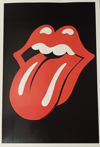 Poster Rolling Stones Lengua Fondo Negro Lamina Laser Rock