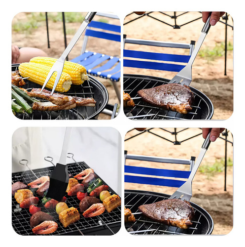 Kit Churrasco Profissional 9 Peças Em Aço Inox Com Maleta