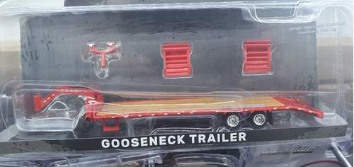 Gooseneck Trailer Cama Baja Greenlight 1/64 Rojo