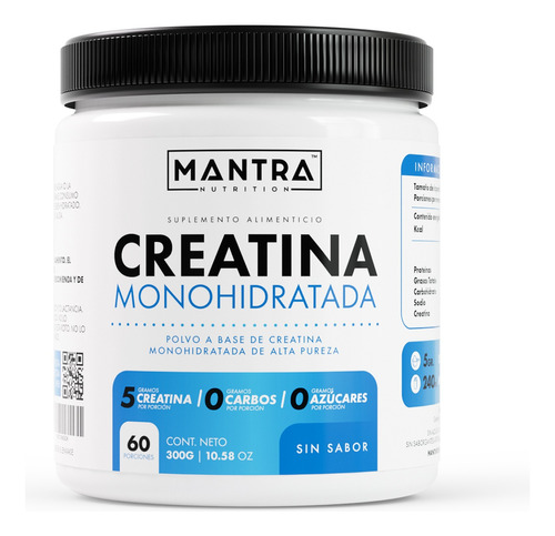 Creatina Monohidratada De 300 Gramos Mantra Nutrition
