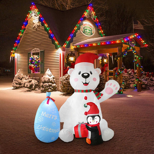 7ft Christmas Inflatable White Bear Penguin Lightweight