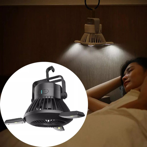 Ventilador Para Acampar Con Luces Led, Tienda Solar,