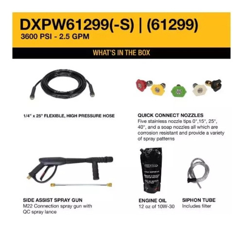 Hidrolavadora A Gasolina Dewalt 3600psi Gx200 Uso Industrial Amarillo