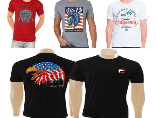 Kit 2 Camisa Camiseta Blusa Masculina Rota 13 Atacado