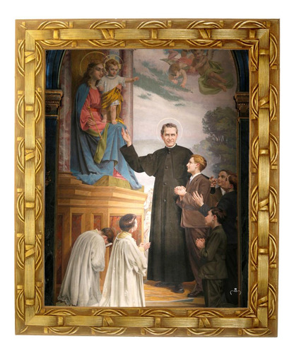 Quadro De São João Bosco, Mod. 05, Tam. 30x25cm. Angelus Dourado