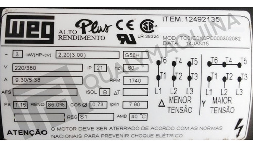 Motor Elétrico Aberto 3cv Baixa Rotação Trifásico Weg