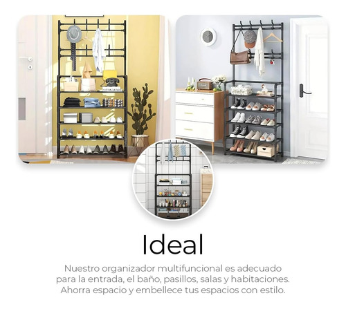Organizador 2 En 1 De Ropa Perchero Y Zapatero 5 Niveles