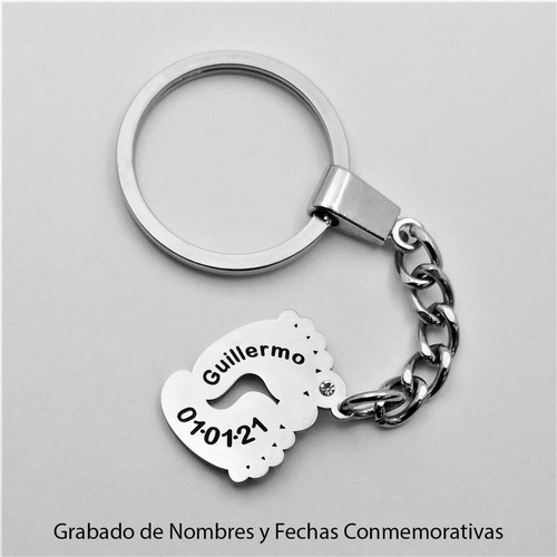 Imagen 3 de 6 de Llavero Acero Inox Piecitos Conmemorativo Grabado Láser 1030