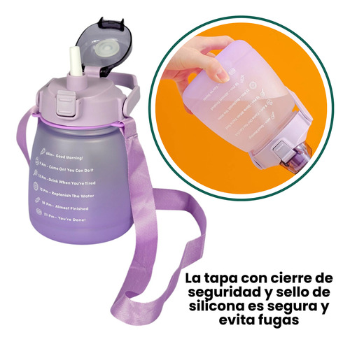 Botella Plástica Reutilizable Agua Motivacional 1200ml Niña