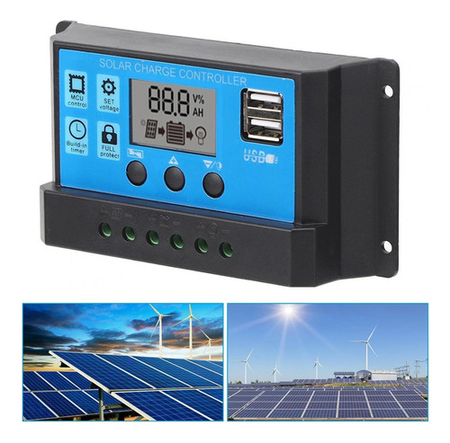 Controlador De Carga De Batería Con Panel Solar Doble Usb De