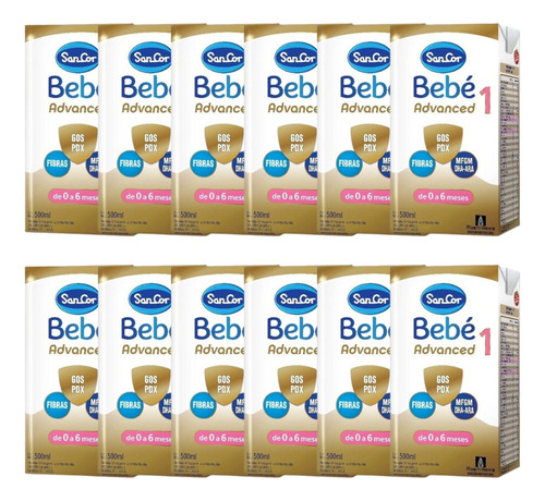 Sancor Bebe 1 Advanced 0 A 6 Meses 12 Unidades Brick X 500ml