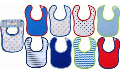 Luvable Friends Baberos Unisex De Rizo De Algodón, Azul, Color Azul / Patchwork Talla Talla Única