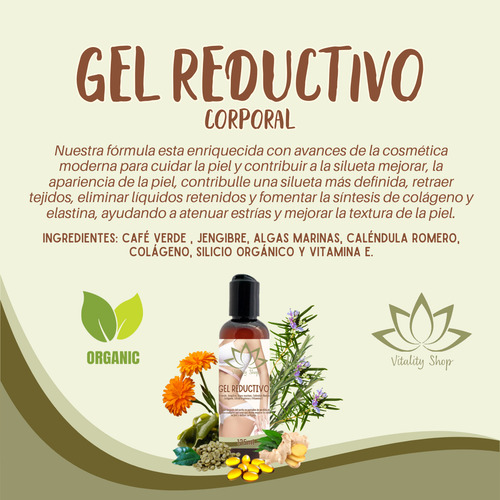 Gel Reductivo Quemagrasa Reafirmante Anticelulitis Café Verd Gel Reductor Reafirmante
