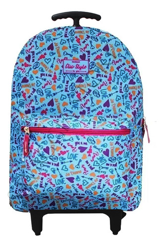 Mochila Juvenil Escolar De Rodinhas Clio Style Mf9121 Love