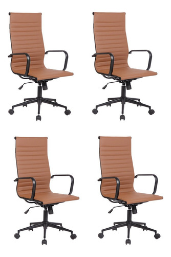 Conjunto 4 Cadeiras De Escritório Presidente Sevilha Com Wt