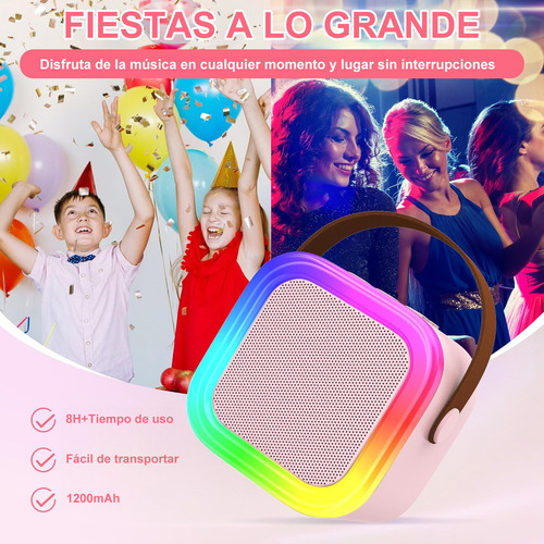 Rovtopx 2 Micrófonos Karaoke + Bocina Bluetooth Portátil Para Niños Inalambrico Para Bocina Instrumentos Musicales Pila Recargable
