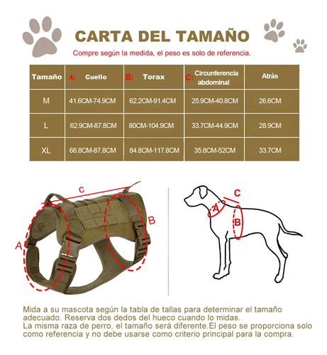 Arnés Táctico Profesional Ajustables Para Perros Grandes