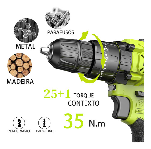 Zper Parafusadeira Furadeira De Impacto Profissional 21v