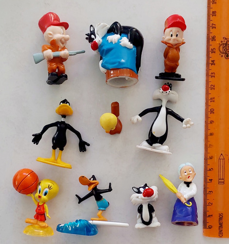 Set Figuras Elmer Gruñón. Silvestre. Pato Luces Y Piolin 90' (Usado)