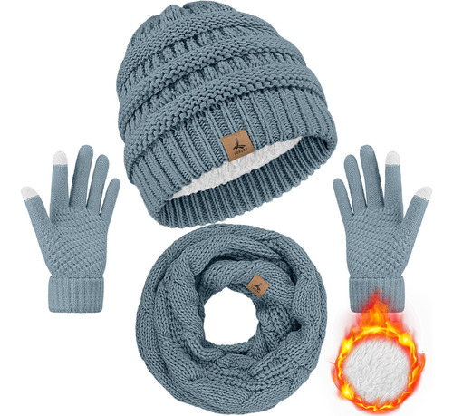 Gorro Bufanda Y Guantes Táctiles Fleece Unisex Invierno Color Talle Diseño De La Tela