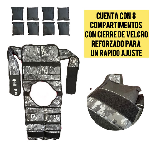 Chaleco Con Peso 2-20 Kg Ajustable Peso Incluido Crossfit Gris Oscuro