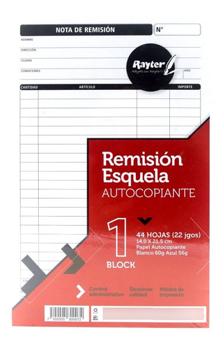 Notas De Remisión Autocopiante Esquela 4 Blocks Con 44 Hojas