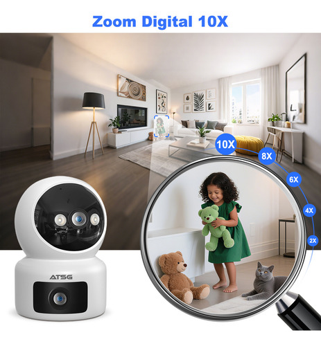 Atsg® 10mp Wifi Doble Lente Cámara De Seguridad 2.4/5ghz