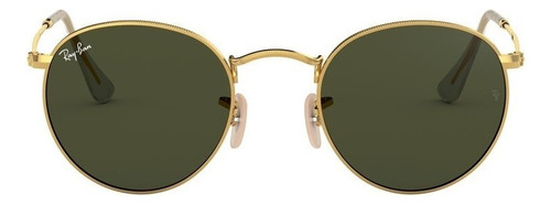 Lentes De Sol Ray-ban Round Rb3447l Verde Oro Metal Green Polished Gold Polished Gold