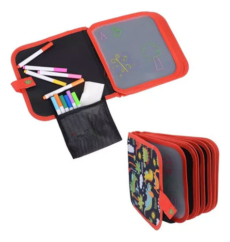 Pizarrón Libreta Infantil Mágico Reutilizable 12 Colores Rojo