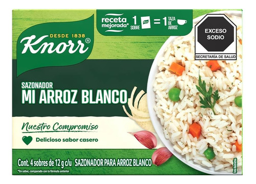 9 Pzas Sazonador Knorr Mi Arroz Blanco 4 Sobres De 12 G C/u