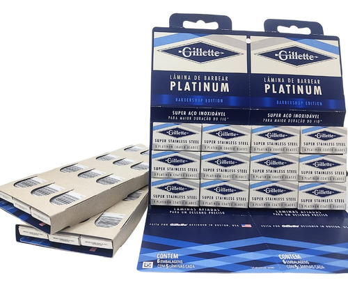 Kit 3 Cartelas Lamina Gillette Platinum 180 Uni Gilete 
