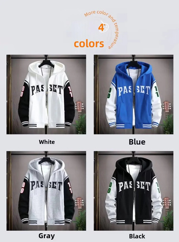 Sudadera Con Capucha Y Cremallera Para Hombre, Chaqueta Casual De Estilo Juvenil