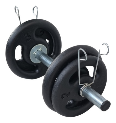 Kit Anilhas 38kg + 2 Barras 40cm + 1 Barra 120cm