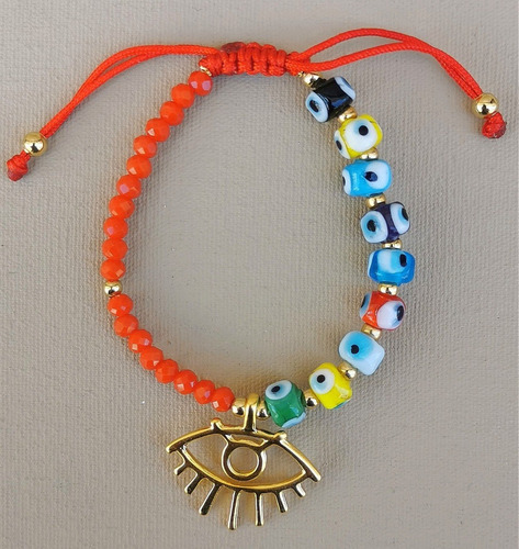 Imagen 1 de 1 de Pulsera Ojo Petañitas Con Cristal Y Ojos Vidrio