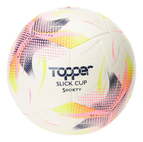 Bola De Futebol Society Slick Cup Topper Cor Amarelo Neon/Rosa/Azul