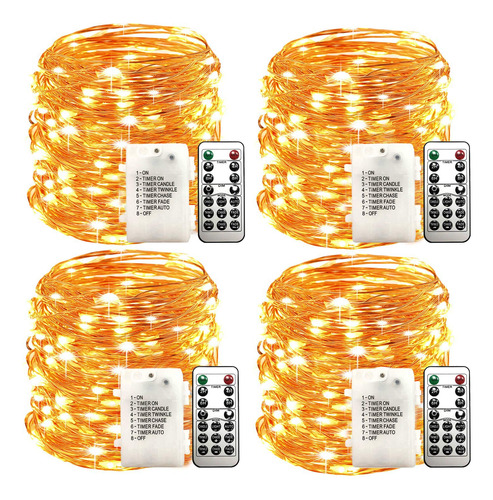 Wsgift Paquete De 4 Luces Led De 33 Pies, 100 Luces Led De C