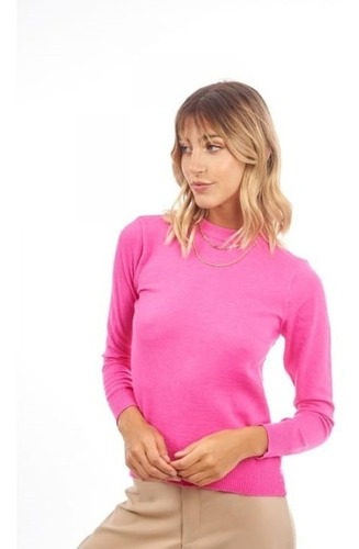 Sweater Mujer Hilo Con Lycra Escote Redondo Manga Larga 